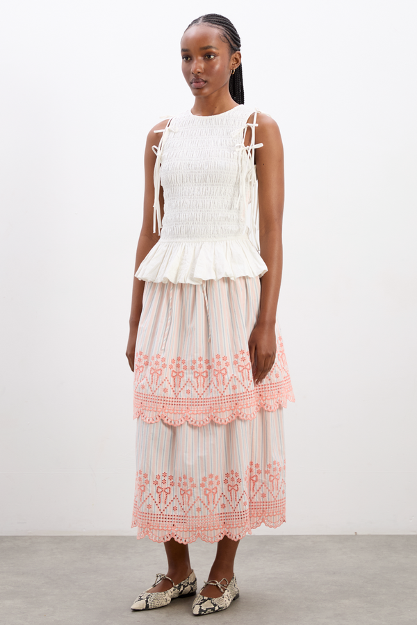 Damson Madder Cosette Skirt - Apricot Business Stripe