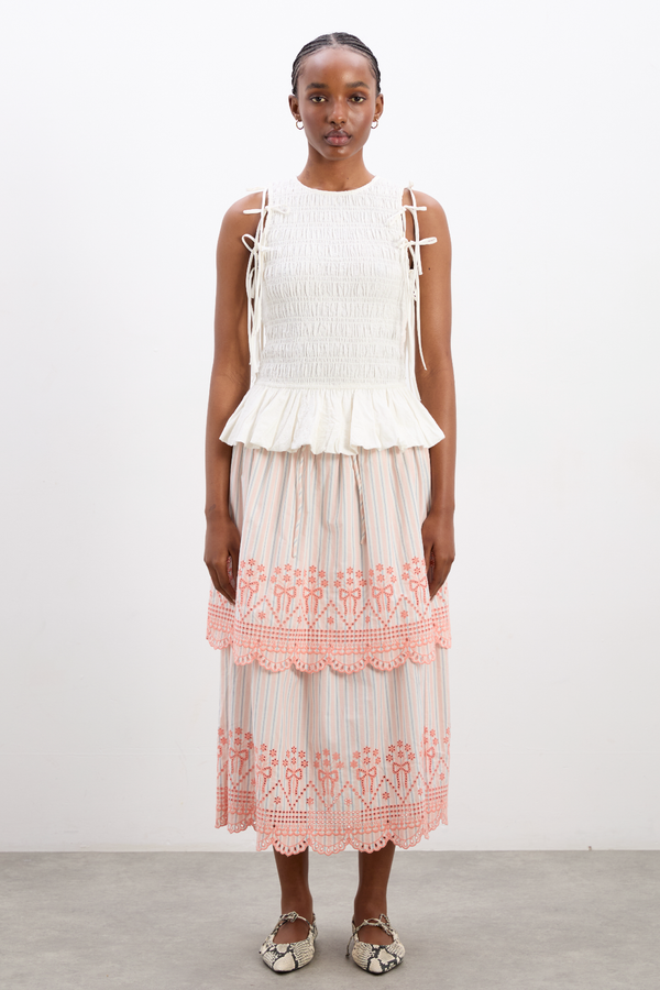 damson madder cosette skirt - apricot business stripe