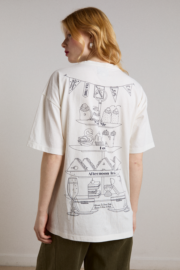 damson madder afternoon tea boyfriend tee - white