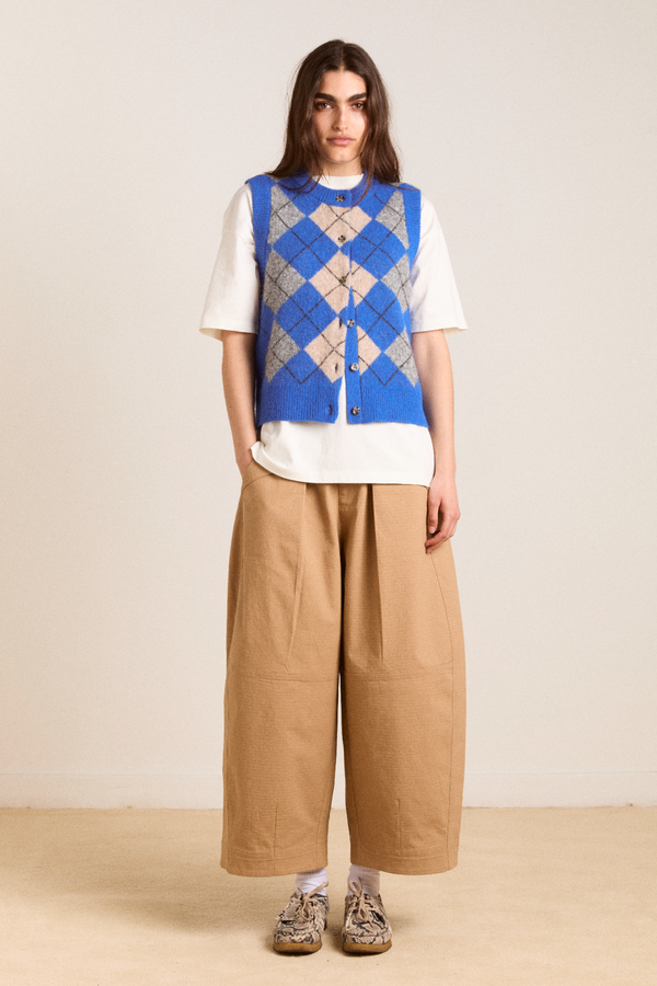 Damson Madder Aggie Knitted Vest - Argyle