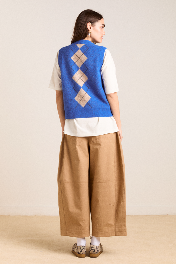 Damson Madder Aggie Knitted Vest - Argyle