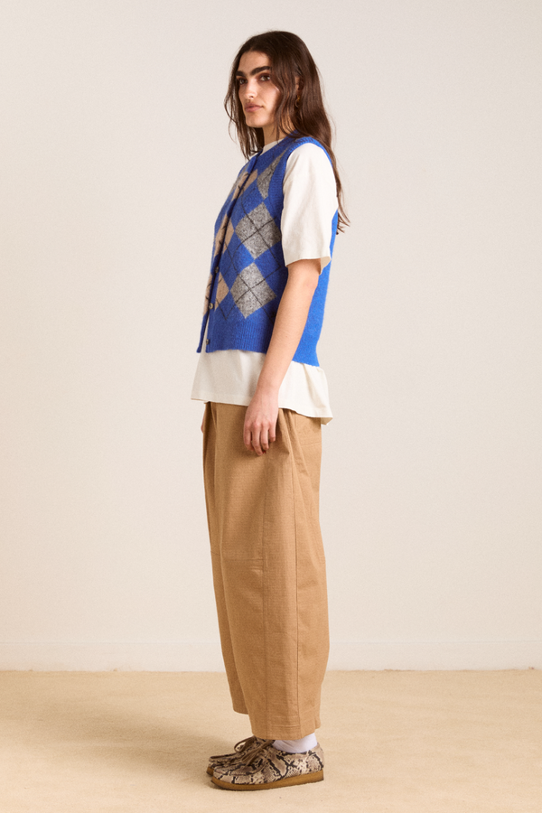 Damson Madder Aggie Knitted Vest - Argyle