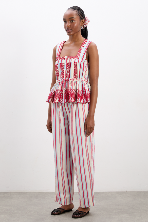 Damson Madder Amaya Blouse - Butter Cherry Stripe