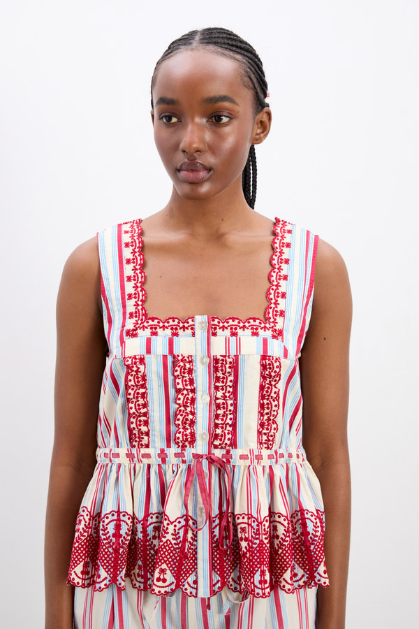 damson madder amaya blouse - butter cherry stripe