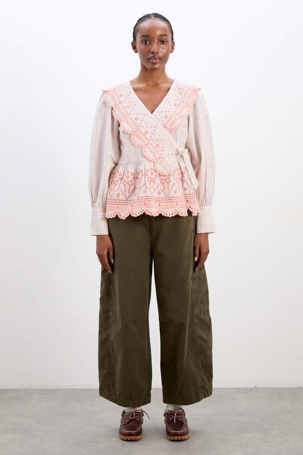 Damson Madder Anais Blouse - Apricot Stripe