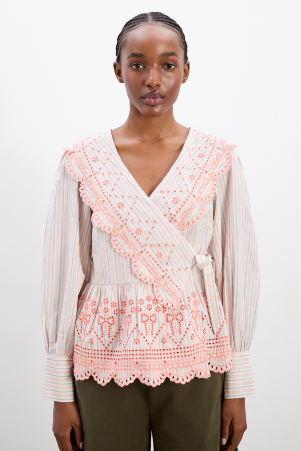 damson madder anais blouse - apricot stripe