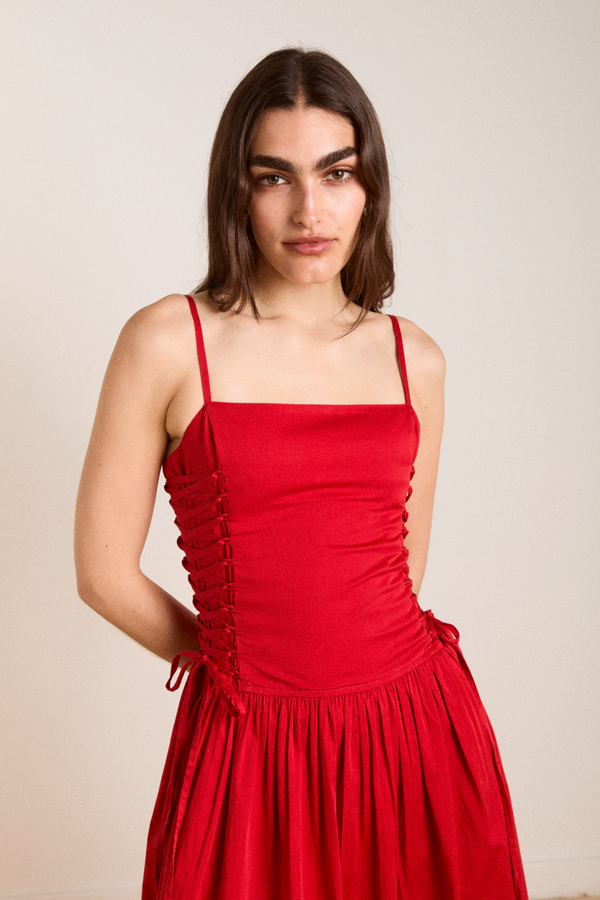 Damson Madder Angelina Midi Dress - Red