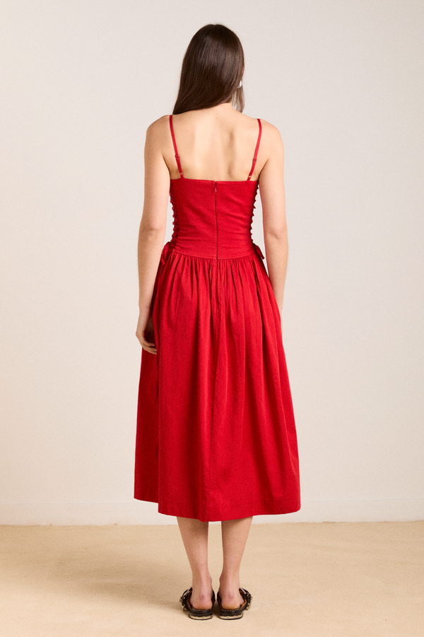 Damson Madder Angelina Midi Dress - Red