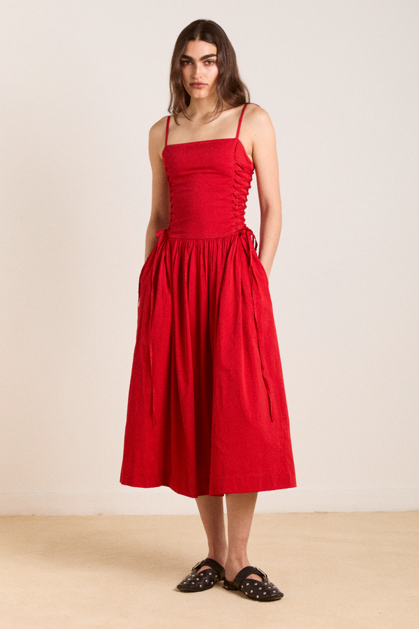 damson madder angelina midi dress - red
