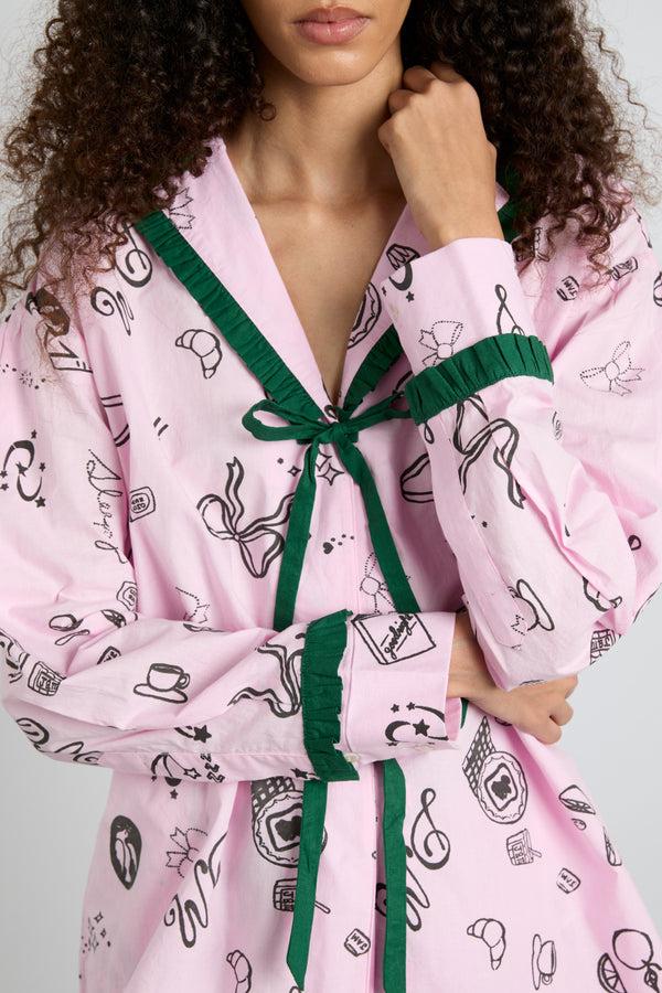 Damson Madder Antonella Pj Set - Pink Sleep Symbols