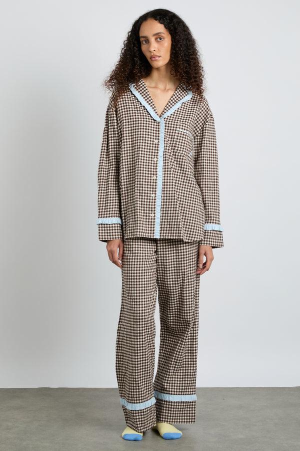 damson madder antonia pj set- brown gingham