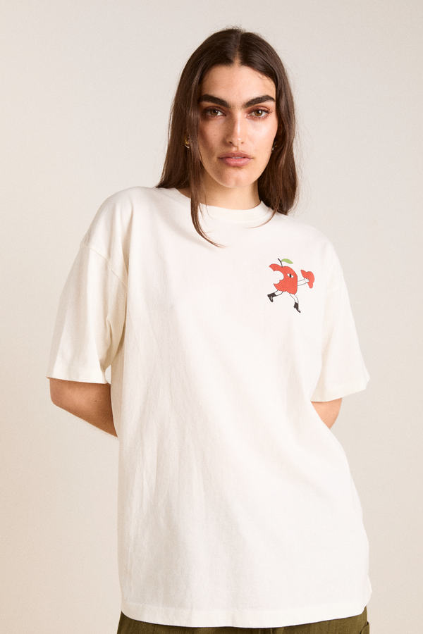 Damson Madder Apple Peel Boyfriend Tee - Ecru