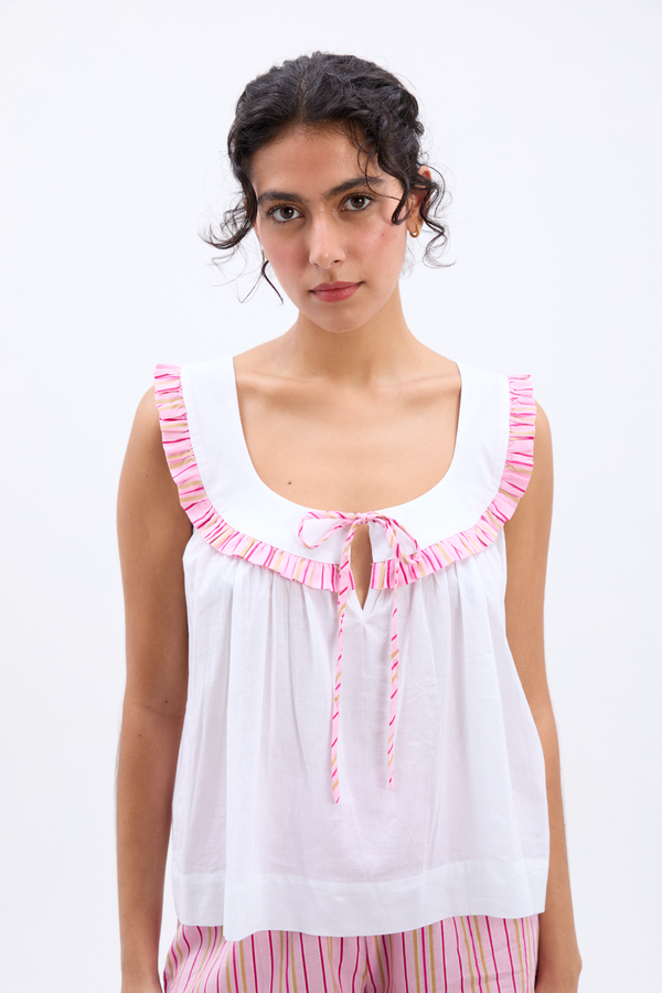 damson madder arden shell top - white