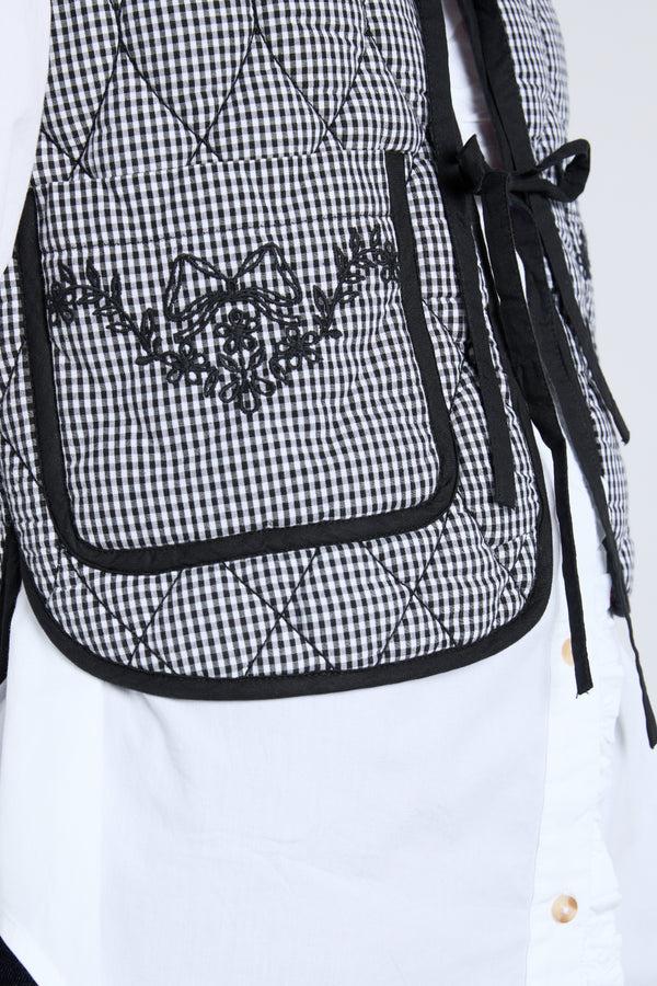 Damson Madder Arte Reversible Gilet - Black Gingham