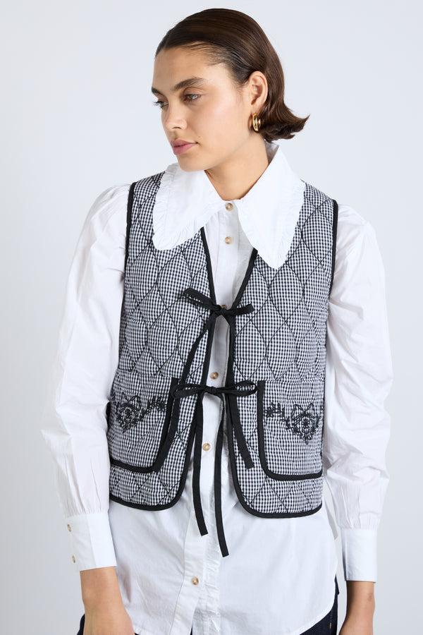 damson madder arte reversible gilet - black gingham