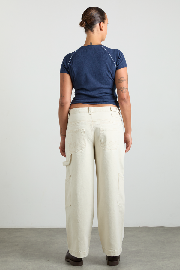 Damson Madder Aster Pointelle Raglan Baby Tee - Navy