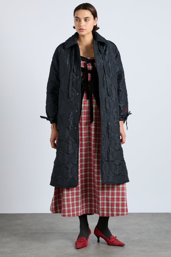 Damson Madder Aubrey Quilted Coat- Black Bows