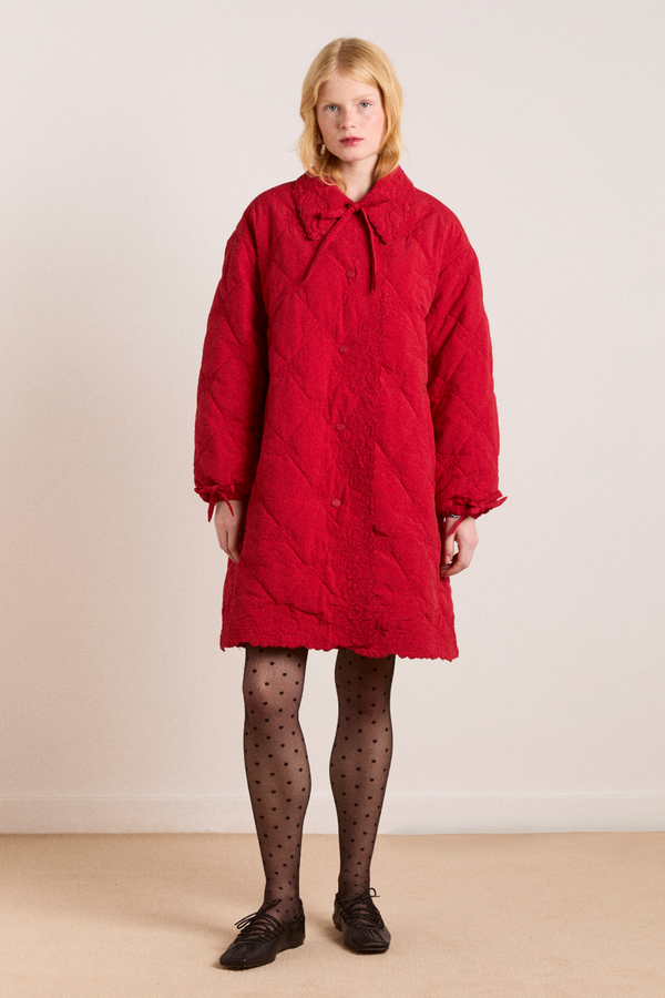 damson madder avery embroidered quilted coat - red