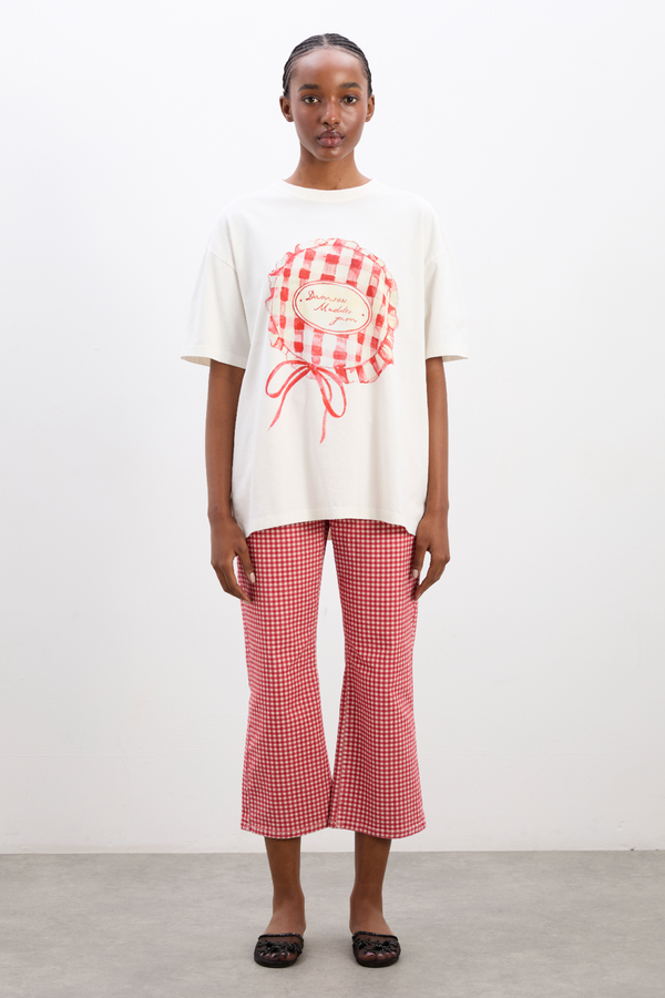 Damson Madder Berry Jam Boyfriend Tee - Ecru