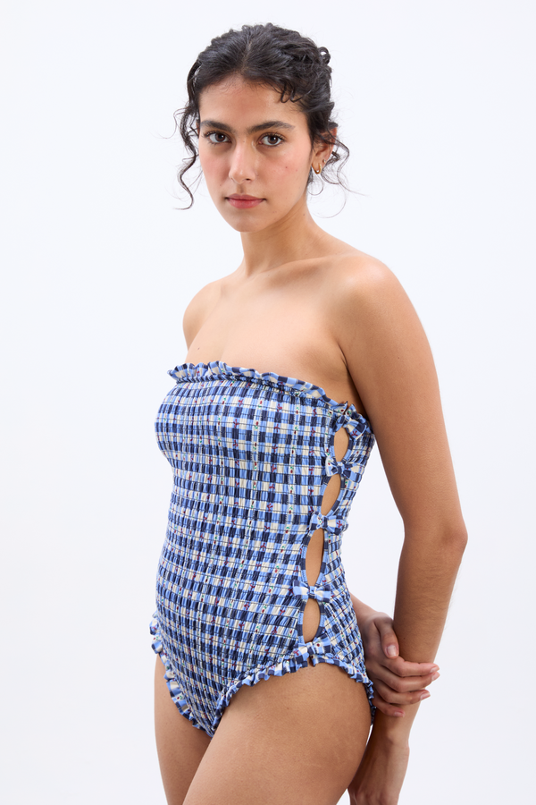 Damson Madder Betty Swimsuit - Blue Margot Gingham