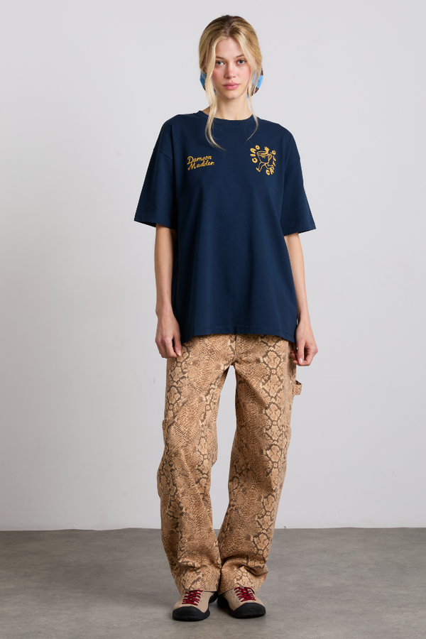 Damson Madder Cafe Pronto Boyfriend Tee - Navy