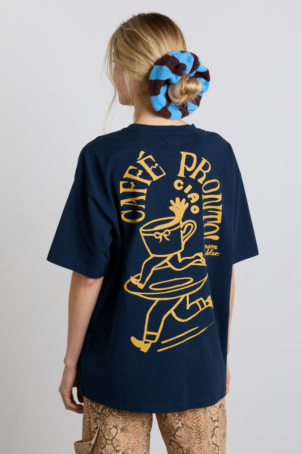 damson madder cafe pronto boyfriend tee - navy