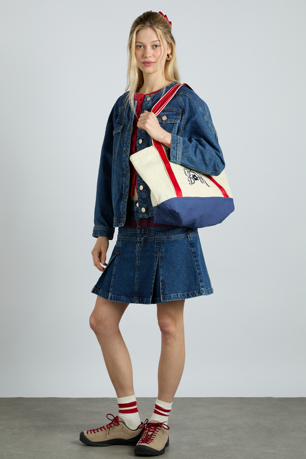 Damson Madder Canvas Tote Bag With Embroidery