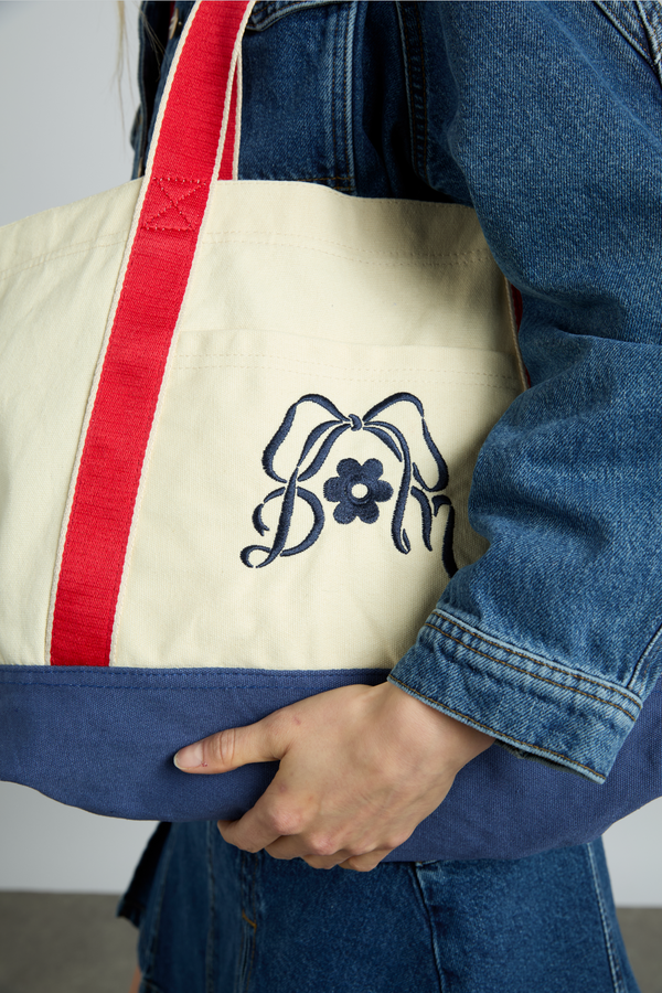 Damson Madder Canvas Tote Bag With Embroidery