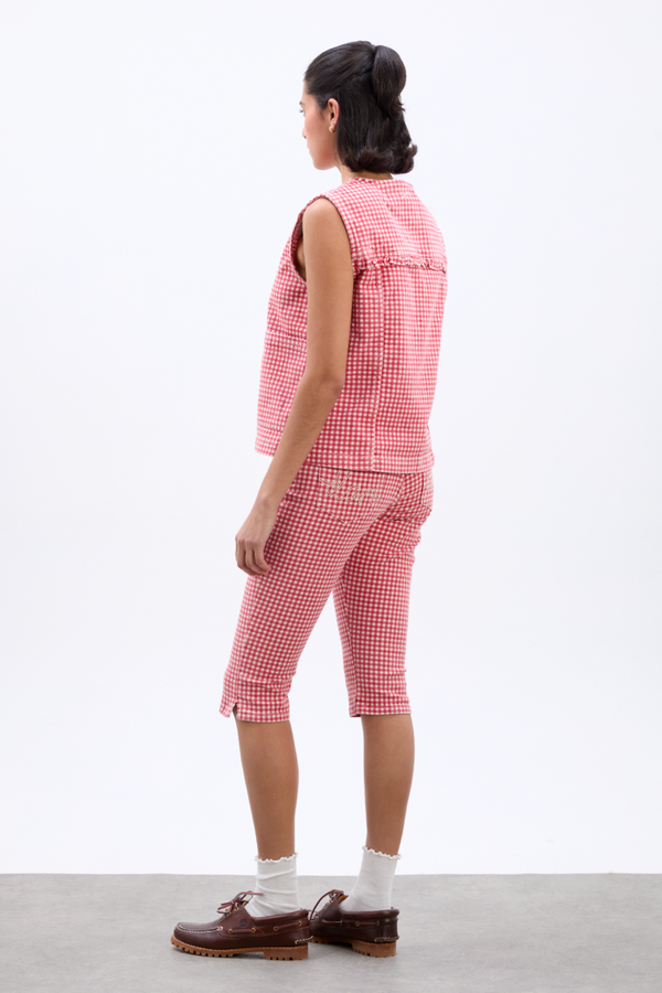 Damson Madder Capri Jeans- Red Gingham