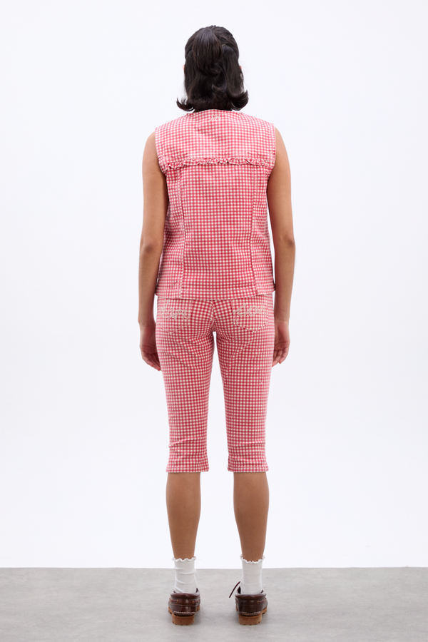 Damson Madder Capri Jeans- Red Gingham