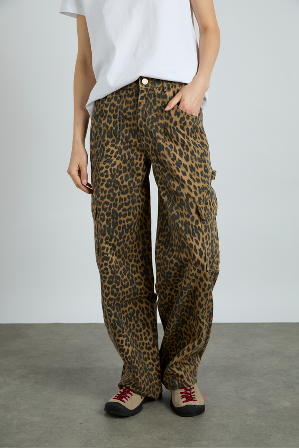 Damson Madder Cargo Jeans - Leopard