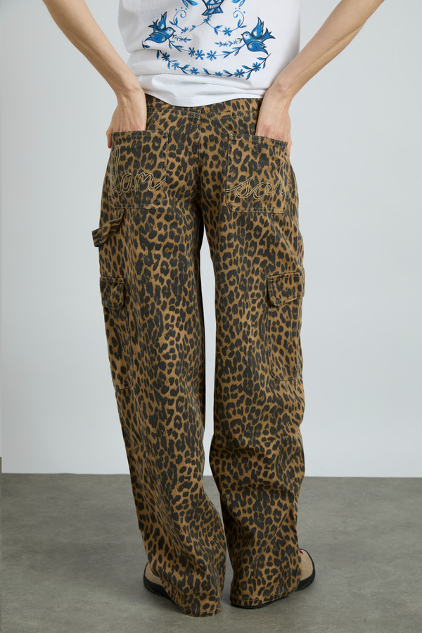 Damson Madder Cargo Jeans - Leopard