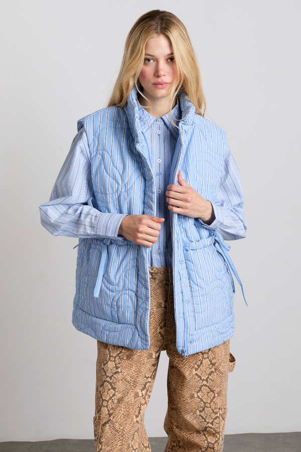Damson Madder Celeste Quilted Gilet - Blue Stripe