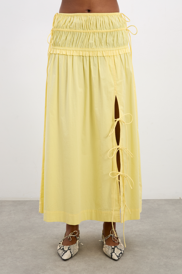 Damson Madder Charlotte Midi Skirt - Butter Yellow