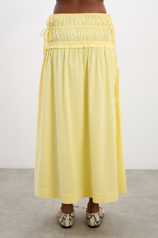 Damson Madder Charlotte Midi Skirt - Butter Yellow