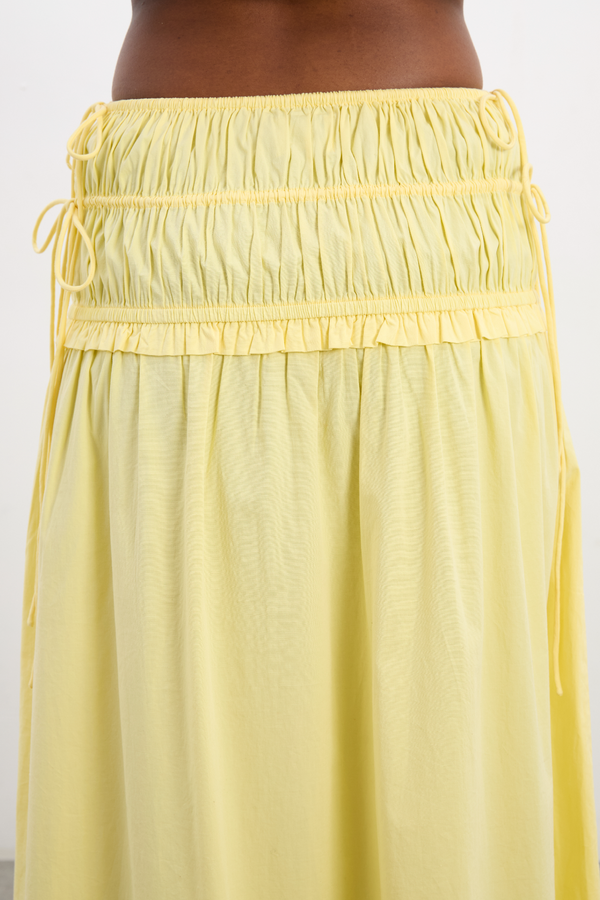 Damson Madder Charlotte Midi Skirt - Butter Yellow
