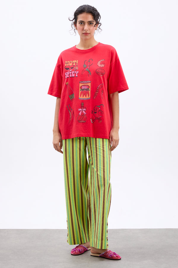Damson Madder Chilli Boyfriend Tee - Washed Red