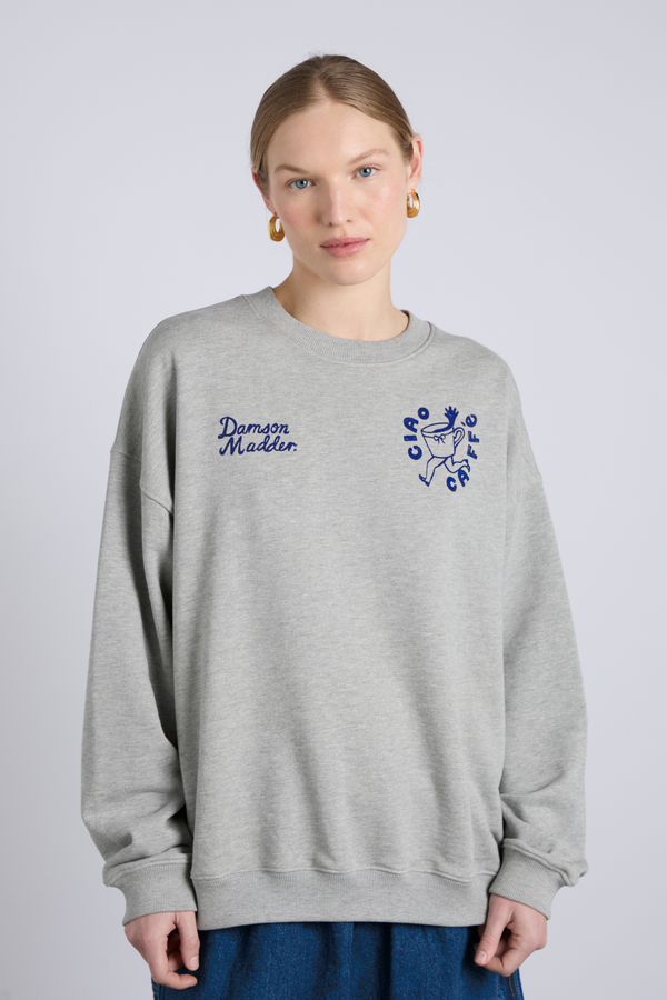 Damson Madder Ciao Cafe Sweatshirt - Grey Marl