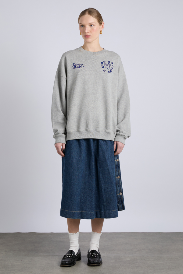 Damson Madder Ciao Cafe Sweatshirt - Grey Marl