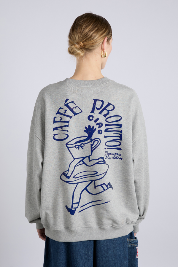 damson madder ciao cafe sweatshirt - grey marl
