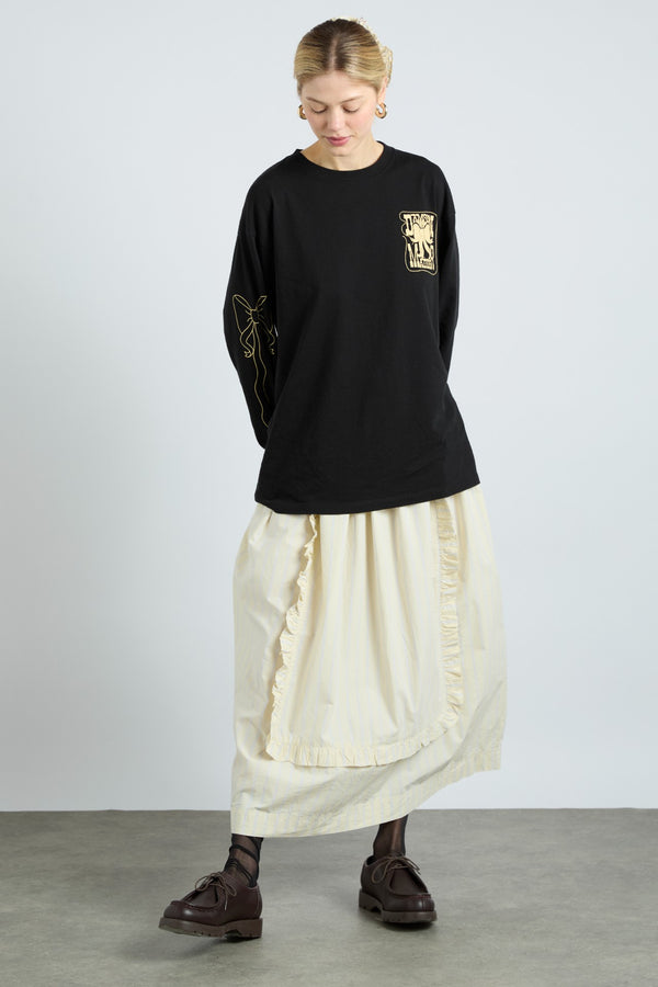 Damson Madder Cowboy Long Sleeve Tee- Black