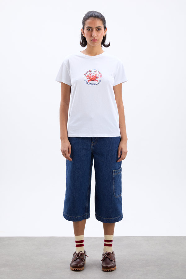 Damson Madder Crabby Bow Shrunken Tee- White