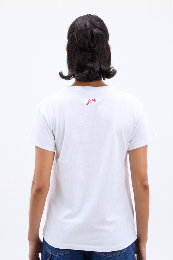 Damson Madder Crabby Bow Shrunken Tee- White