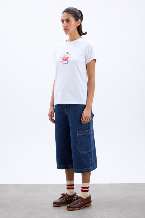 Damson Madder Crabby Bow Shrunken Tee- White