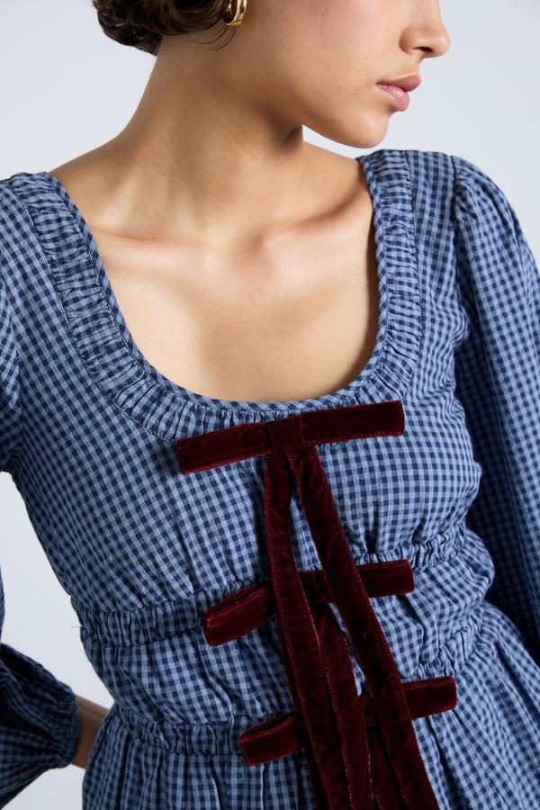 Damson Madder Dakota Blouse - Blue Check