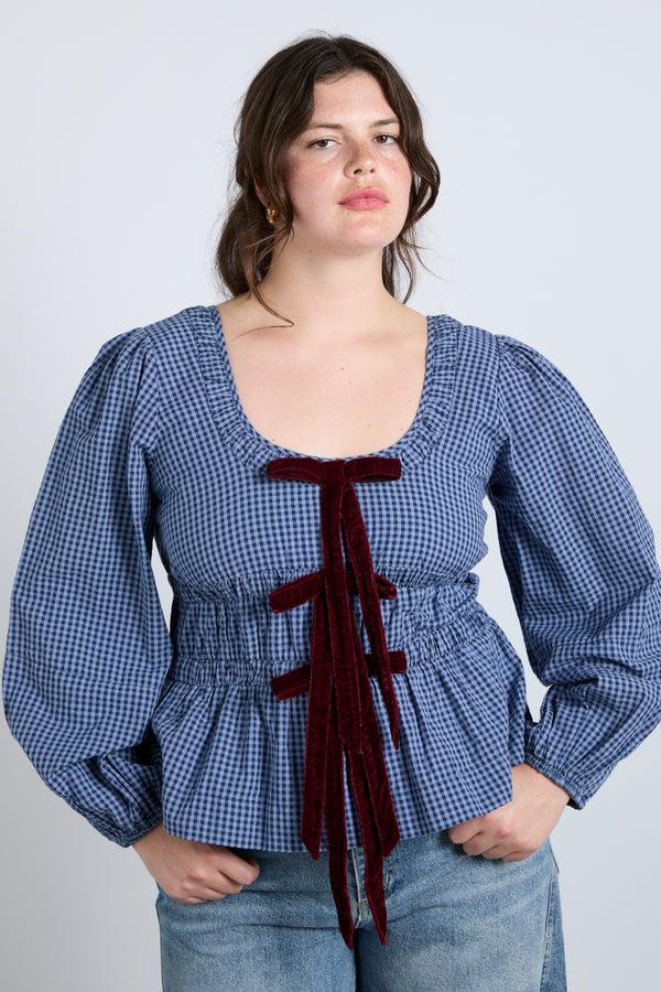 Damson Madder Dakota Blouse - Blue Check