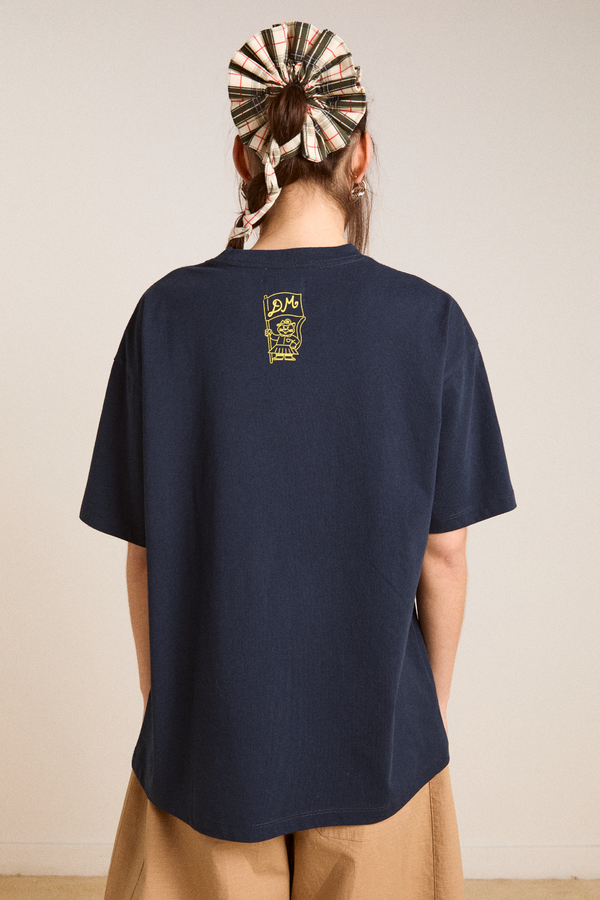 Damson Madder Damson Collegiate Boyfriend Tee - Navy