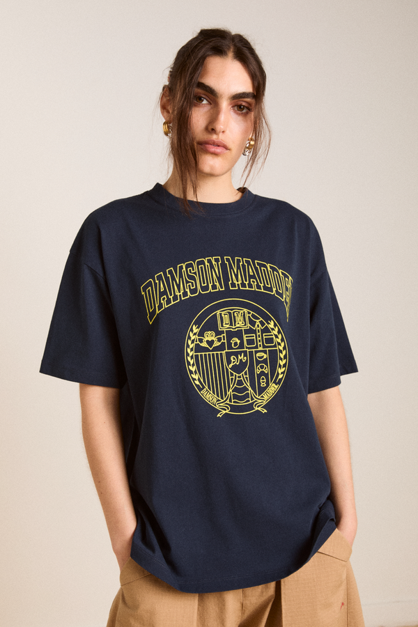 damson madder damson collegiate boyfriend tee - navy
