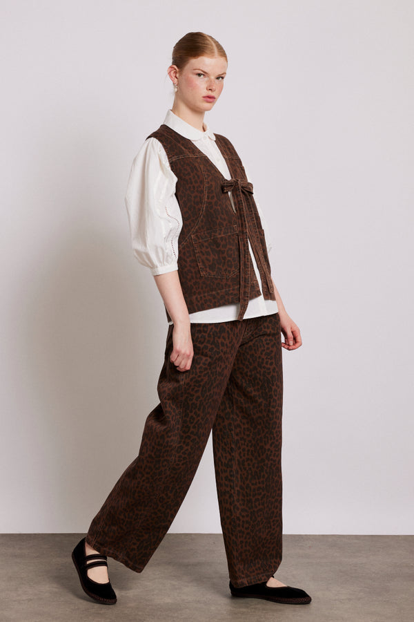 Damson Madder Dilly Denim Gilet - Dark Leopard