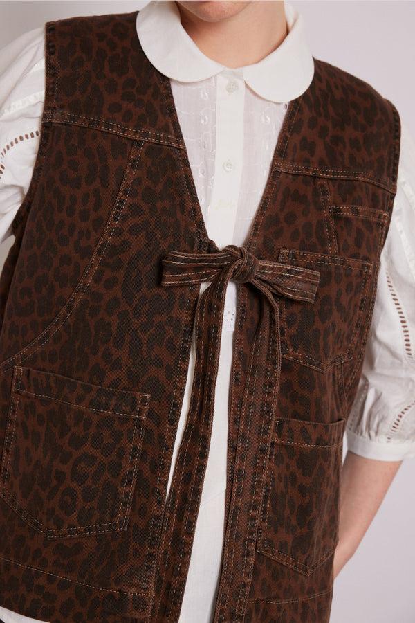 Damson Madder Dilly Denim Gilet - Dark Leopard